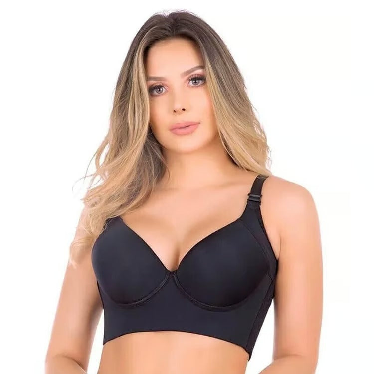 Fashion Bra with shapewear incorporated, gathered breasts,deep V bra