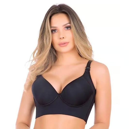 Fashion Bra with shapewear incorporated, gathered breasts,deep V bra