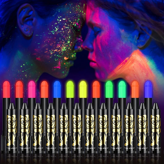 New 12pcs UV Neon Face Body Paint Kit