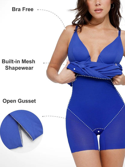 Plunging V Ruched Bodycon Mini Dress