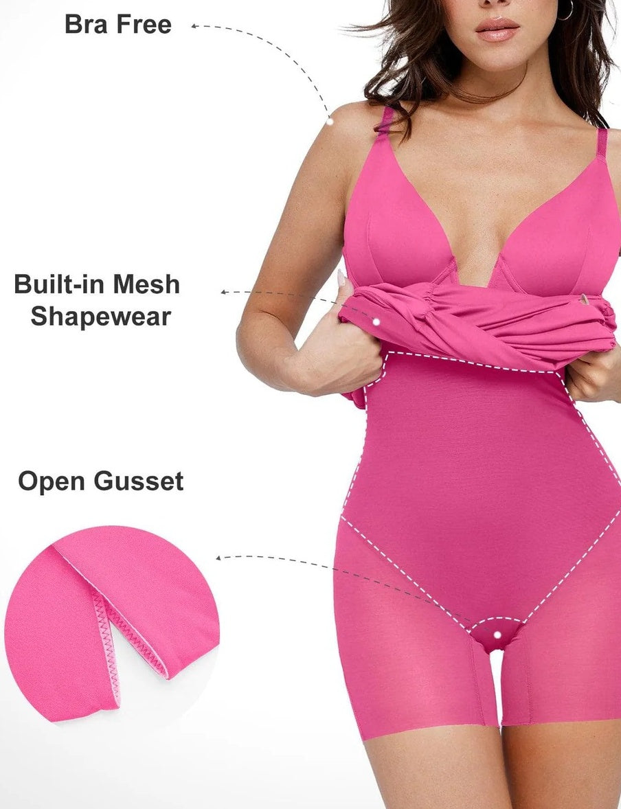Plunging V Ruched Bodycon Mini Dress