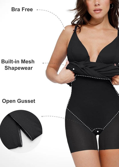 Plunging V Ruched Bodycon Mini Dress