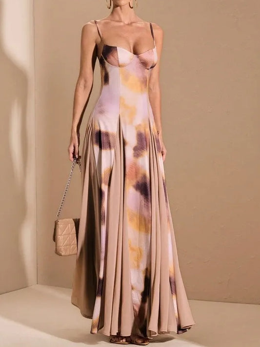 Multi-Color Ombre Purple Print Patchwork Dress