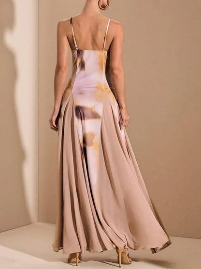 Multi-Color Ombre Purple Print Patchwork Dress