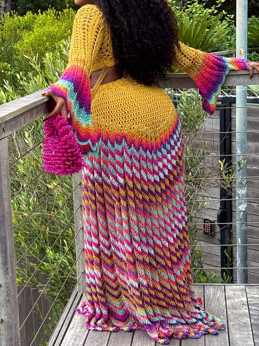 Beaded Crochet Two Pieces Dress