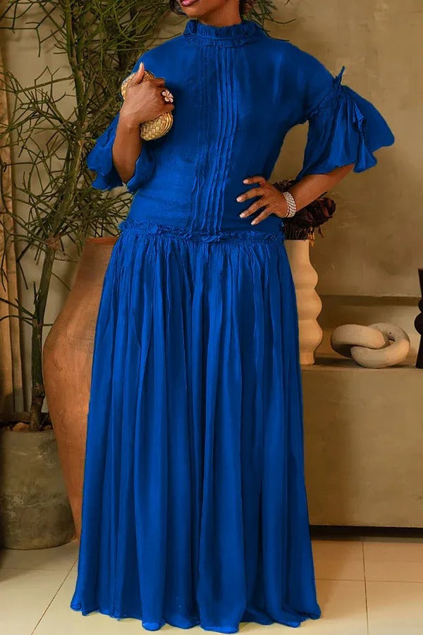Elegant Tulle Long Sleeve Maxi Dress