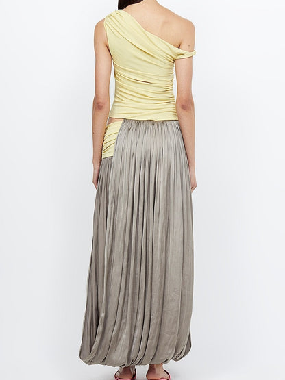 Stitched Skirt Fold Design Dress