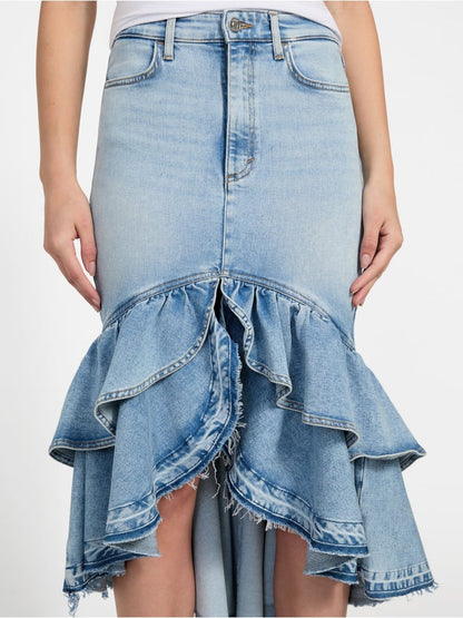 Denim Ruffled Skirt