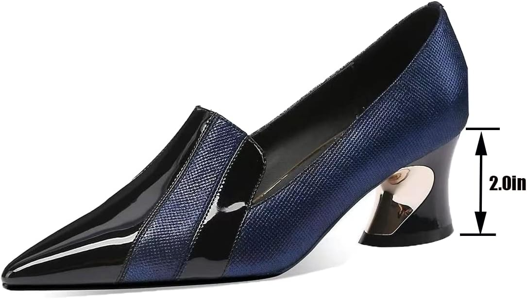 High Heels Pointed Toe Block Heel Leather Shoes