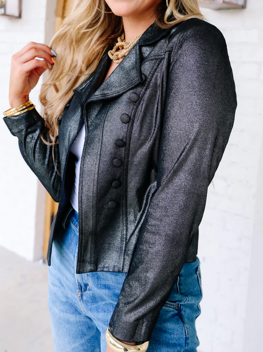 Black Metallic Long Sleeve Jacket