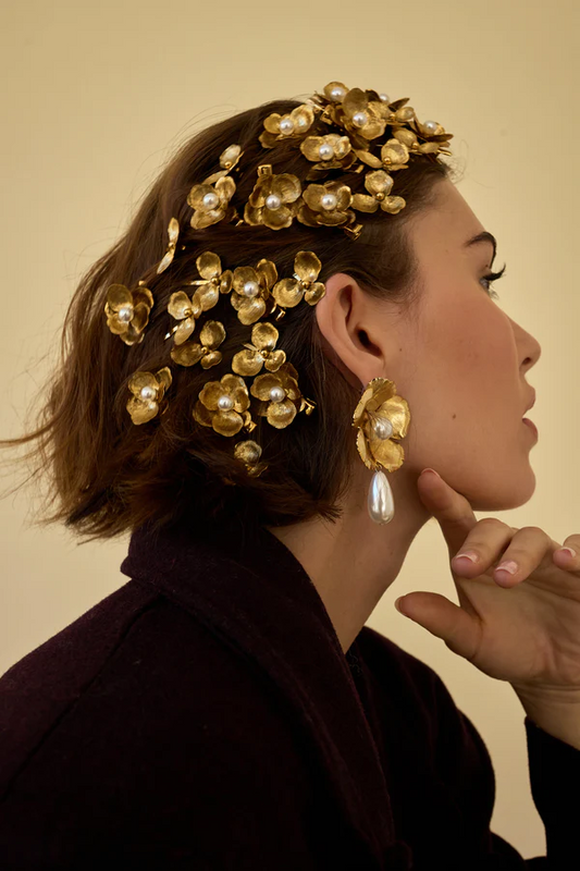 Floral Pearl Clip Set Of 2