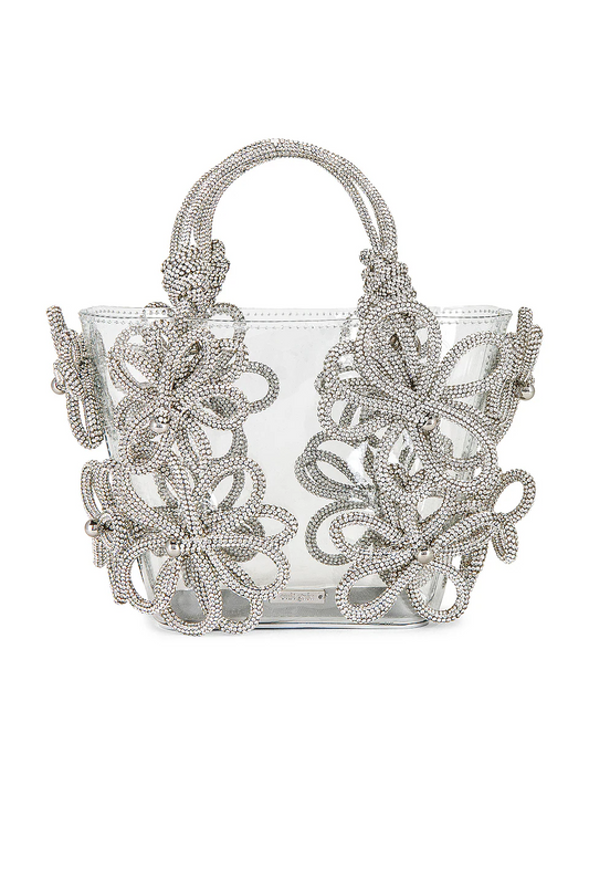 3D Floral Rhinestone Cording Bag