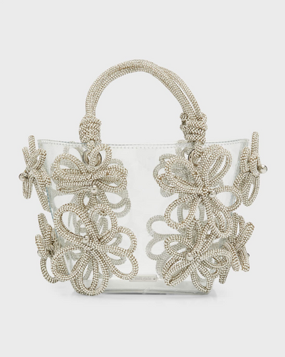 3D Floral Rhinestone Cording Bag