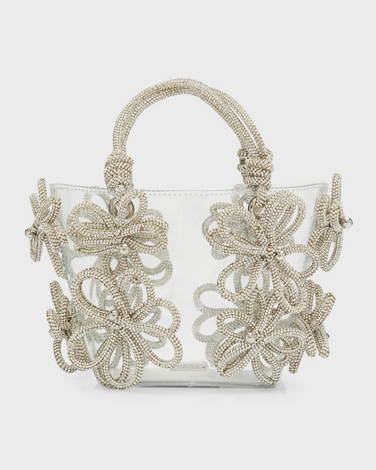 3D Floral Rhinestone Cording Bag