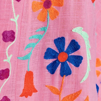PINK EMBROIDERED KAFTAN KIMONO JACKET