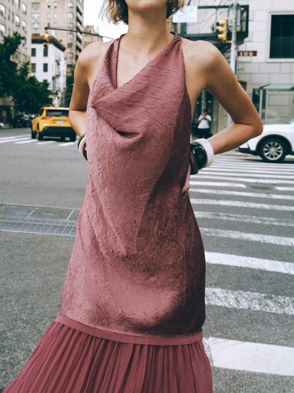 PLEASED COMBINED MIDI DRESS