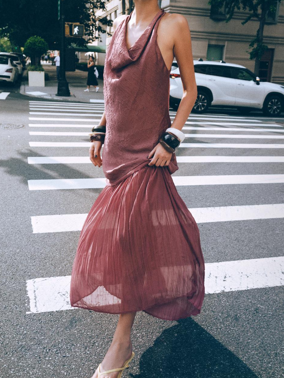 PLEASED COMBINED MIDI DRESS