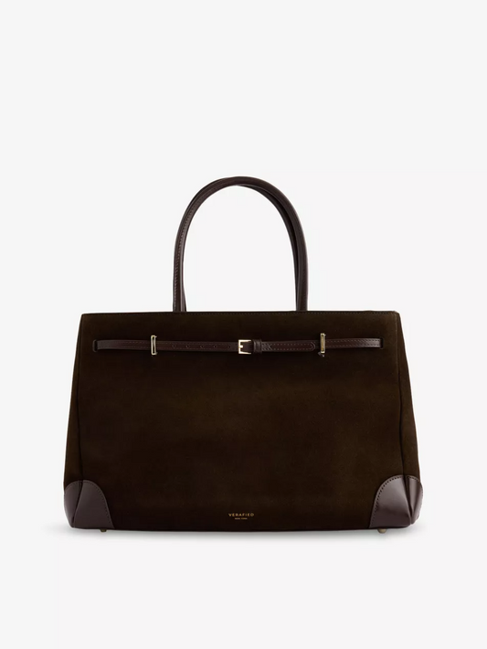 Espresso Suede Book Tote Bag