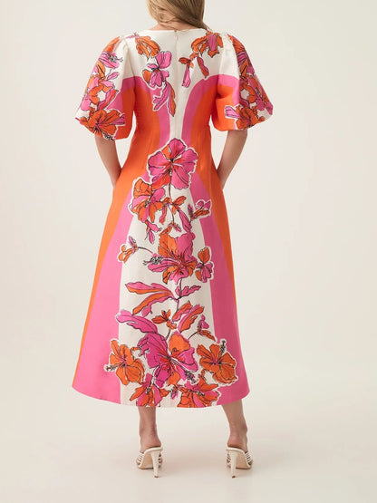 Deep V-neckline Knotted Midi Dress