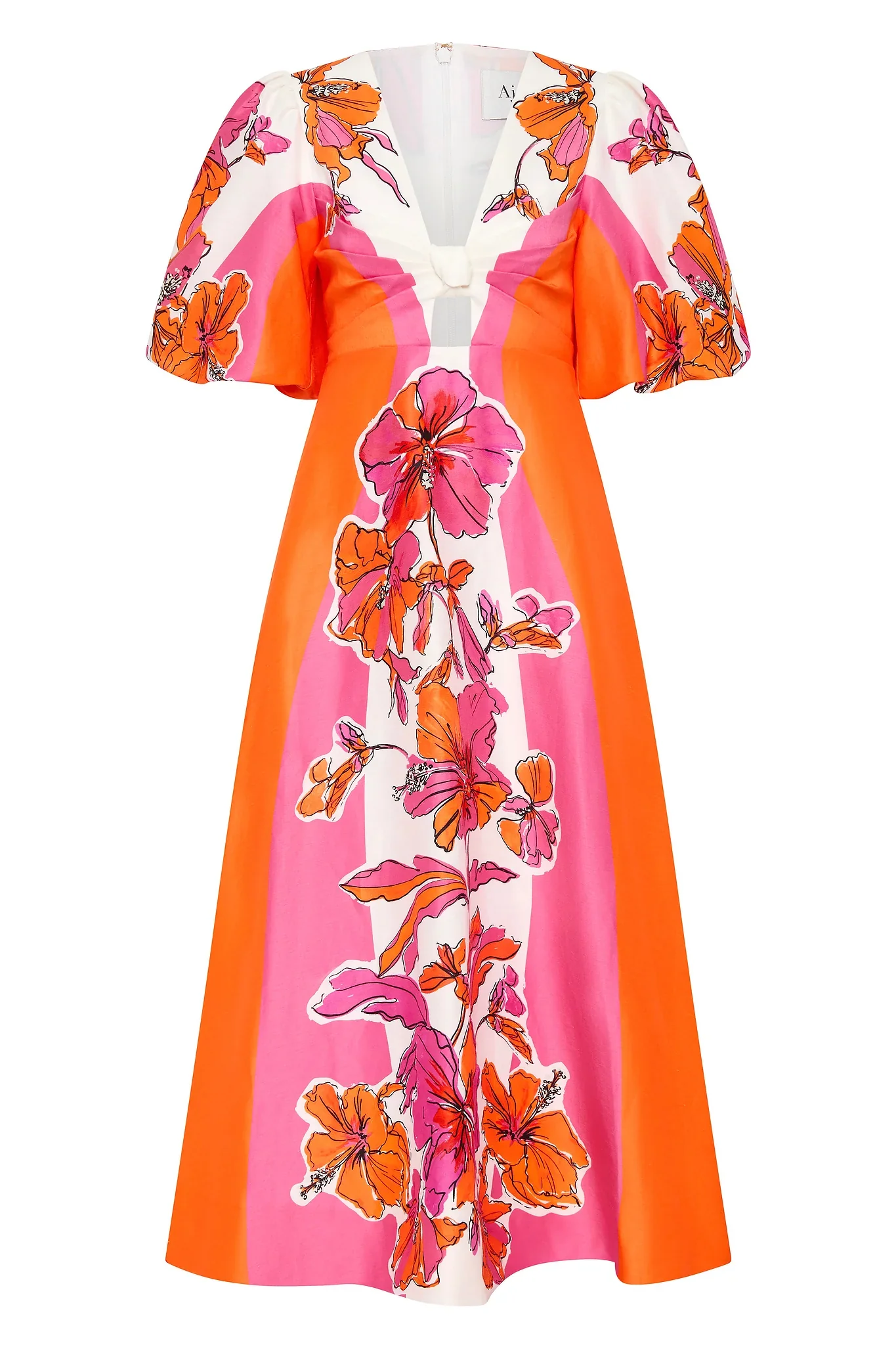 Deep V-neckline Knotted Midi Dress
