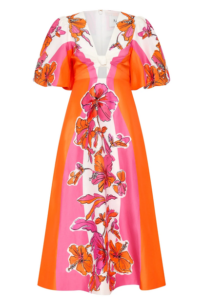 Deep V-neckline Knotted Midi Dress