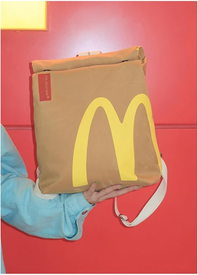 Funny Retro Paper Bag Casual Canvas Backpack