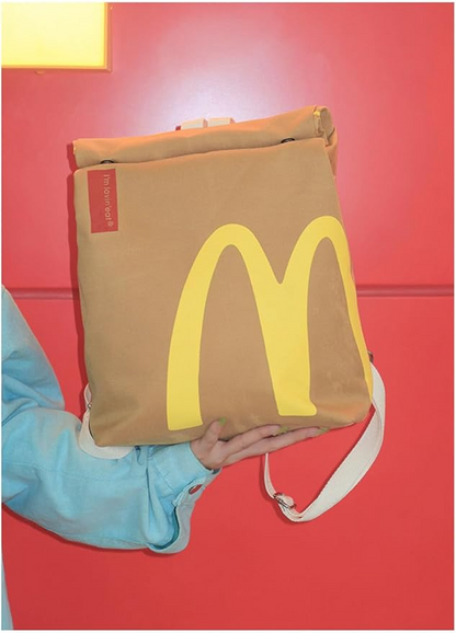 Funny Retro Paper Bag Casual Canvas Backpack