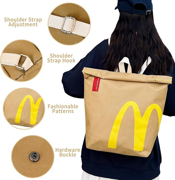 Funny Retro Paper Bag Casual Canvas Backpack