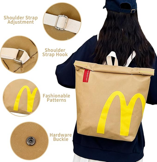 Funny Retro Paper Bag Casual Canvas Backpack