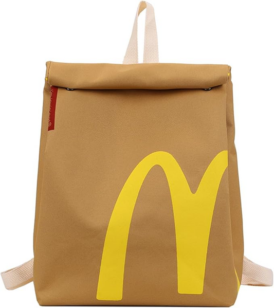Funny Retro Paper Bag Casual Canvas Backpack
