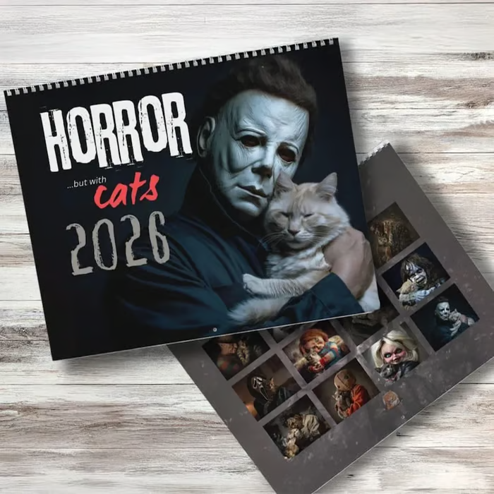 2026 Halloween Horror Movie & Cats Wall Calendar