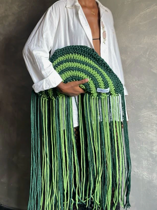Hollow Out Handmade Braided Tassel Bag