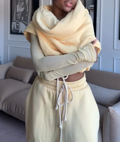 Cropped Hoodie Vest And Oversized Sweatpants