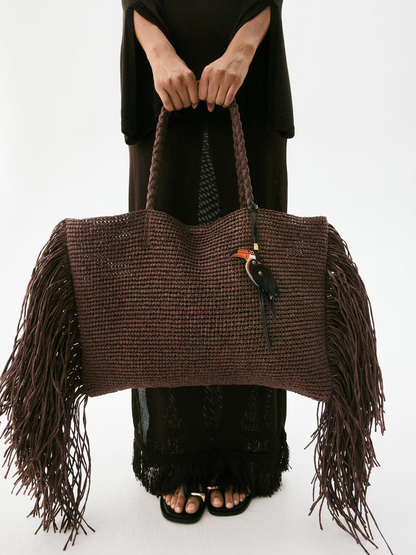 Straw Bag With Fringe