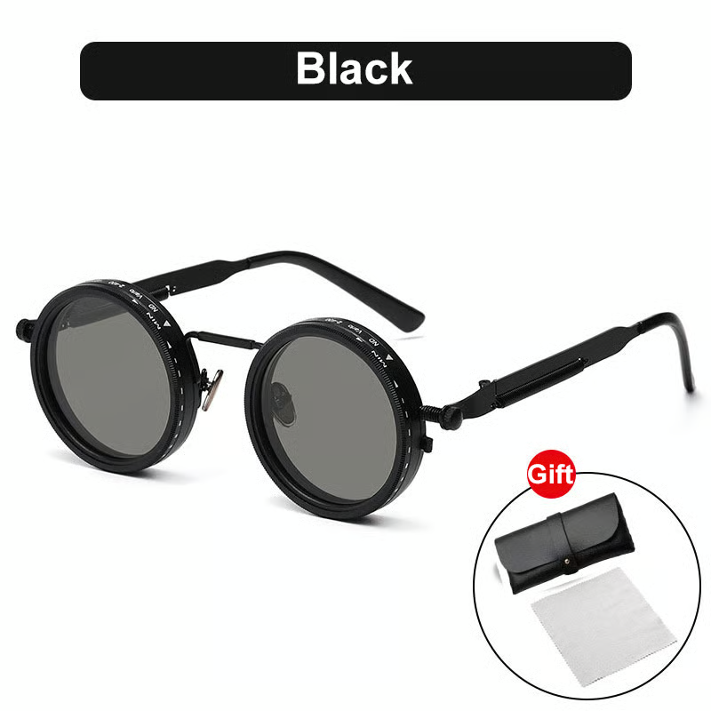 Adjustable Tint Rounded Polarized Lenses Retro Sunglasses