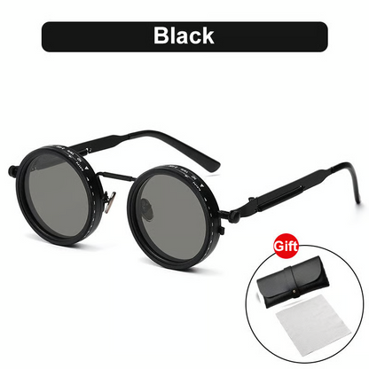 Adjustable Tint Rounded Polarized Lenses Retro Sunglasses
