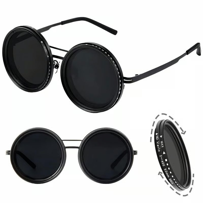 Adjustable Tint Rounded Polarized Lenses Retro Sunglasses