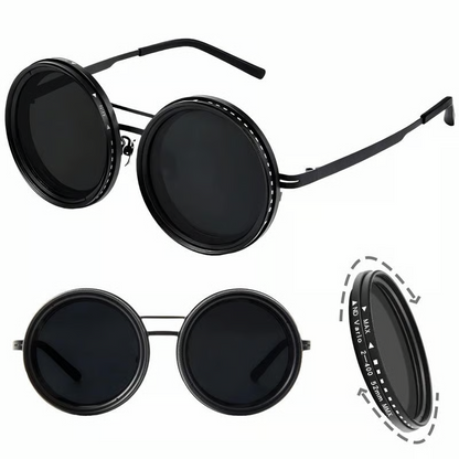 Adjustable Tint Rounded Polarized Lenses Retro Sunglasses