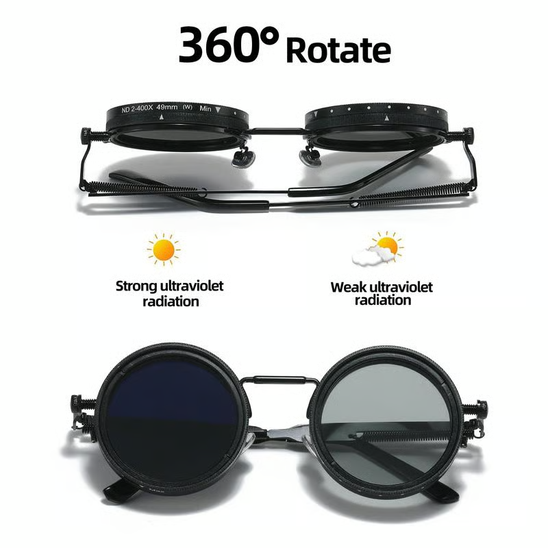 Adjustable Tint Rounded Polarized Lenses Retro Sunglasses
