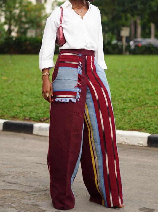 Patchwork Wide Leg Pants