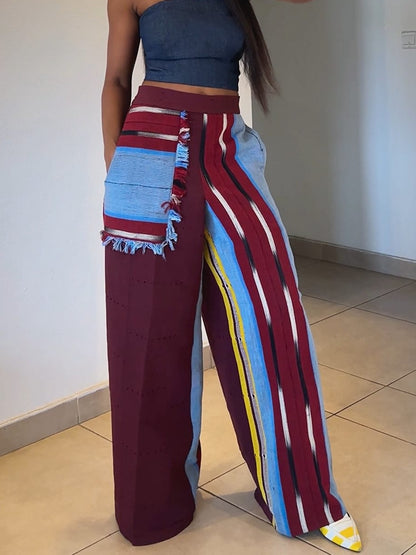 Patchwork Wide Leg Pants