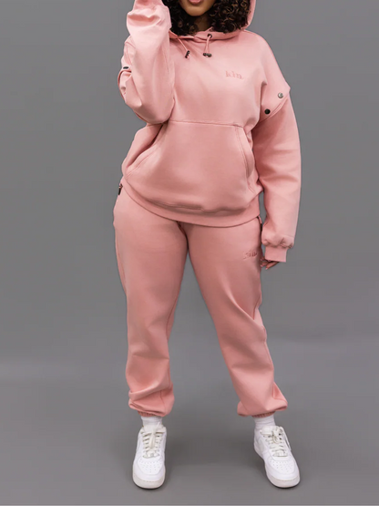 Hooded Detachable Sleeve Pants Suit