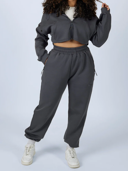 Hooded Detachable Sleeve Pants Suit