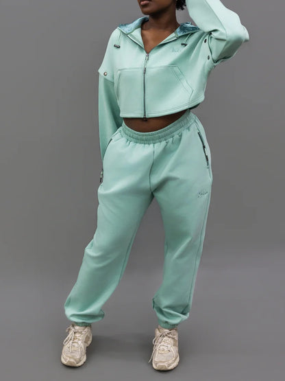 Hooded Detachable Sleeve Pants Suit