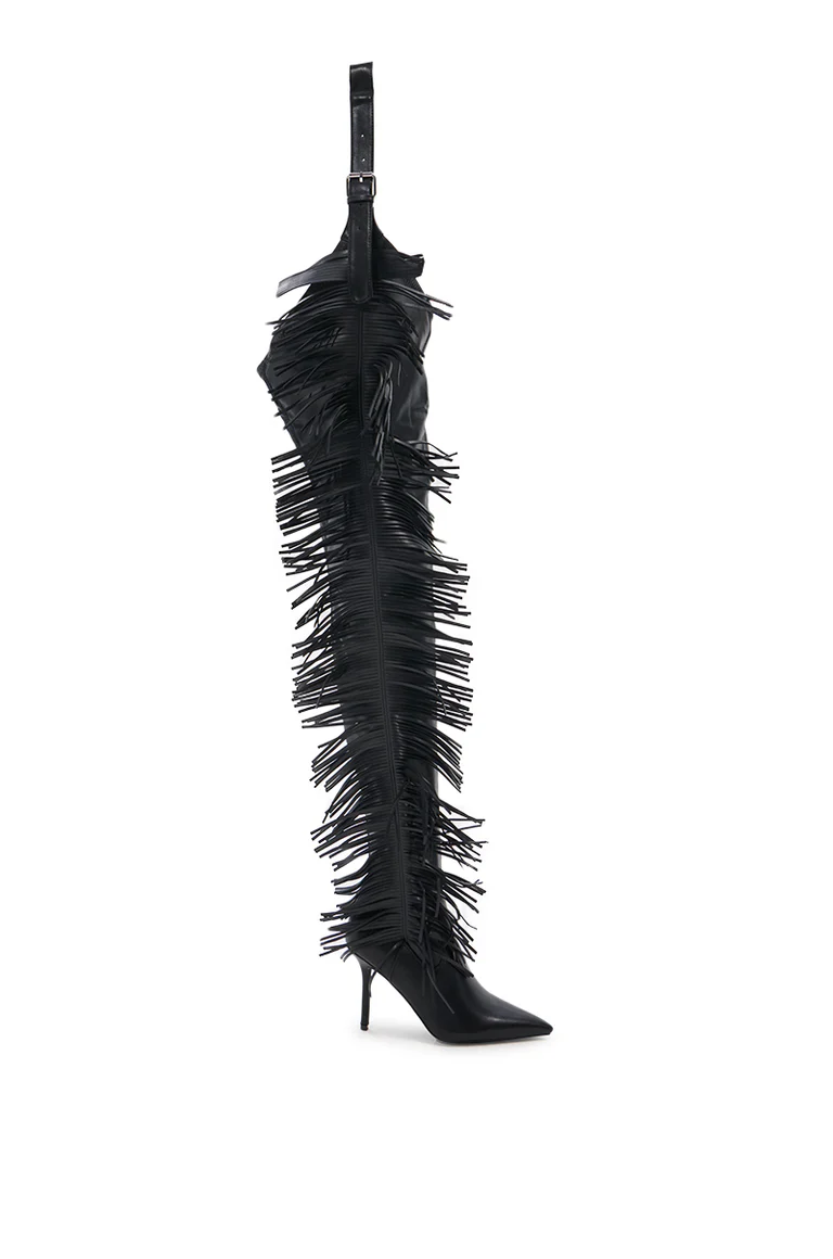 BLACK STILETTO WESTERN CHAP BOOT