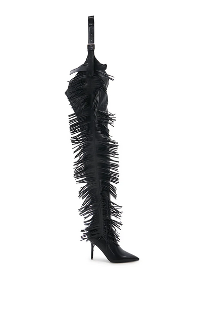 BLACK STILETTO WESTERN CHAP BOOT