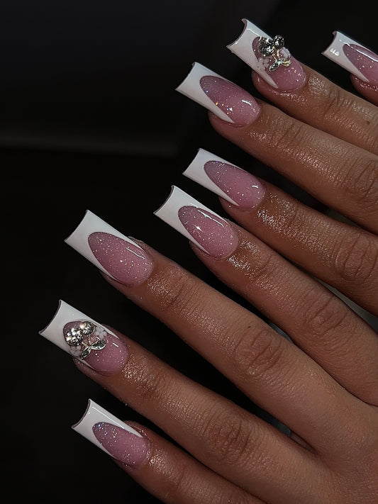Pink And White Press On Nails