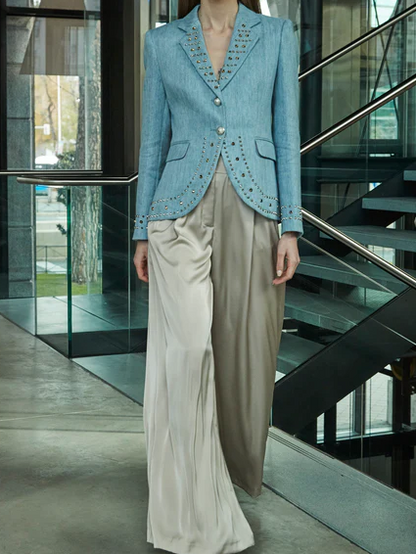 DENIM STUDDED BLAZER