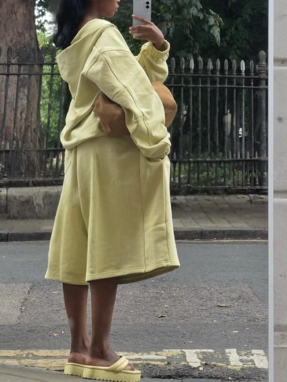 Zipper Hooded Sweatshirt Set