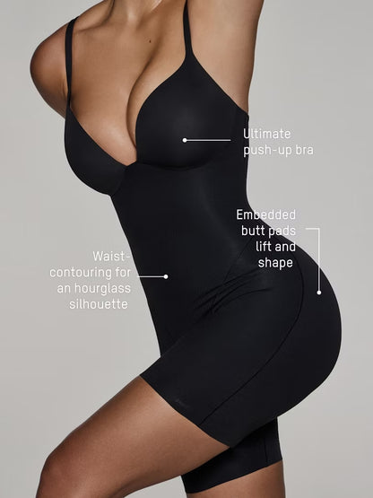 PUSH-UP BUTT ENHANCING PADDED MID THIGH BODYSUIT